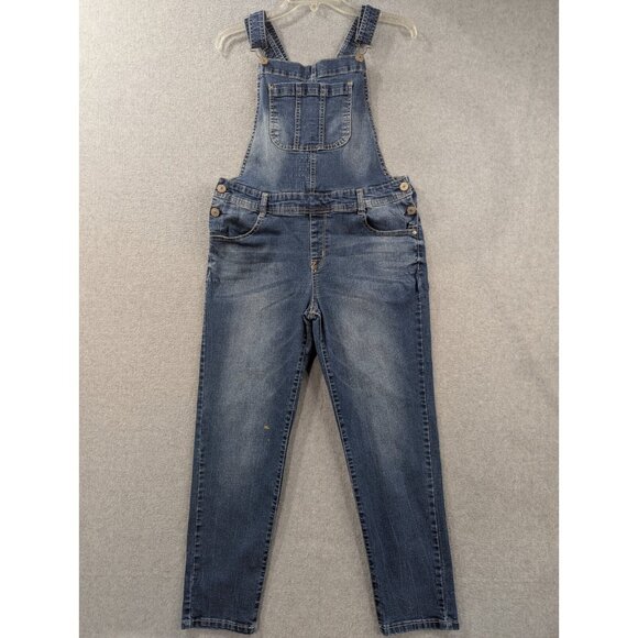 Wallflower Bib Overalls SZ XL Blue Classic Fit Ankle Leg Faded Whiskers Stretch - Picture 1 of 16
